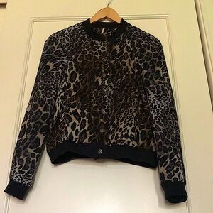Free People Leopard Print Bomber Jacket